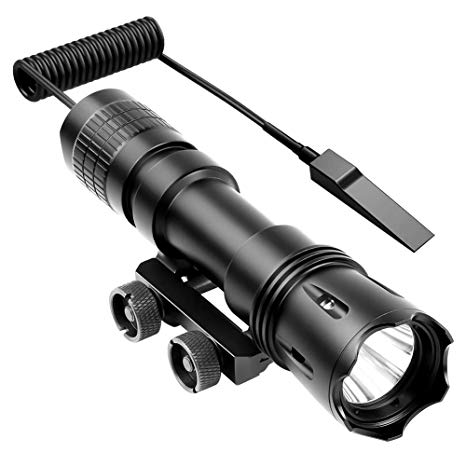 Feyachi WL15 1200 Lumen Professional Tactical Rail Mount Weapon Flashlight with Rechargeable 18650 Batteries and Remote Pressure Switch