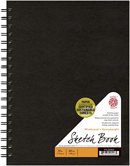Pentalic Sketch Book, Wirebound, 9-Inch by 12-Inch