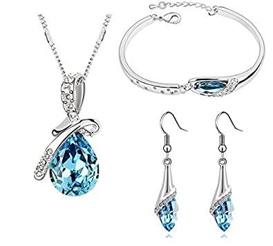 Valentine Gift By Shining Diva Non Precious Metal Jewellery Set for Women (Blue)(rcmb216)