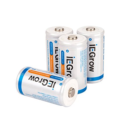 iEGrow C Batteries 6000mAh Ni-MH Rechargeable(4-Pack)