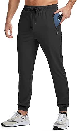 JMIERR Men's Sweatpants with Zipper Pockets Athletic Training Track Joggers Drawstring Stretch Elastic Waist Pants