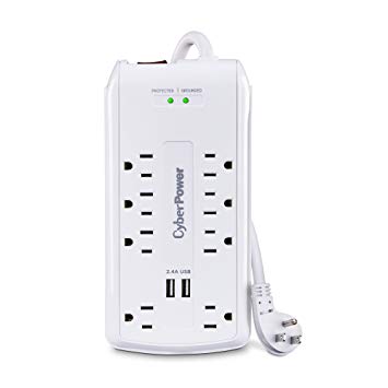 CyberPower CSP806U Professional Surge Protector, 3000J/125V, 8 Outlets, 6ft Power Cord