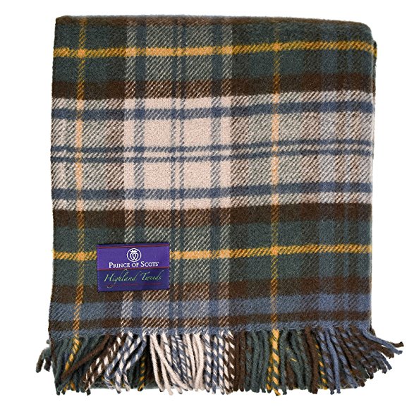 Highland Tartan Tweed 100% Pure New Wool Throw ~Antique Dress Gordon ~