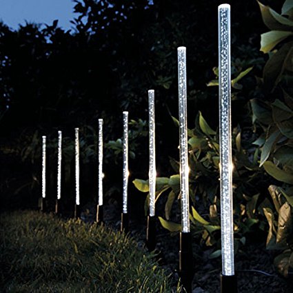 Rainyblue 8X Led Solar Powered Lamps Crystal Acrylic Bubble Sticks Garden Lights Outdoors