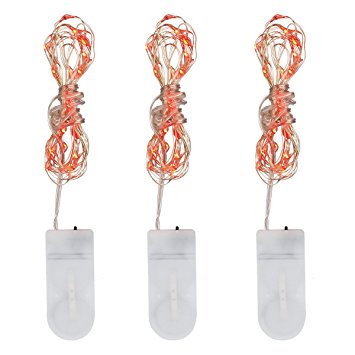 3 Pack Fairy Lights, 20 LED 8 Feet Starry String Lights Battery Operated Copper Wire for Bedroom Indoor Party Wedding Decorative, Red