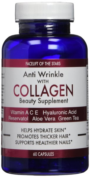 Facelift of The Stars Collagen Based Anti-Aging Supplement w/Green Tea, Vitamin C & Hyaluronic Acid-Get Rid Of Wrinkles, Crows Feet & Fine Lines