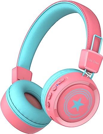 Link Dream Kids Wireless Headphones V5.0 Bluetooth Headphones for Kids w/Mic 32H Playtime Soft Padded Stereo Childrens Headphones for Boys Girls School iPad Tablet Cellphons Laptop, Pink