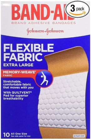 BAND-AID Flexible Fabric Bandages, Extra Large 10 ea (Pack of 3)