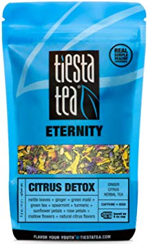 Ginger Citrus Herbal Tea | CITRUS DETOX 1.2 Ounce Pouch by TIESTA TEA | High Caffeine | Loose Leaf Green Tea Eternity Blend | Non-GMO