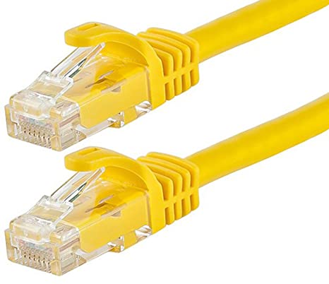 Monoprice Flexboot Cat6 Ethernet Patch Cable - Network Internet Cord - RJ45, Stranded, 550Mhz, UTP, Pure Bare Copper Wire, 24AWG, 7ft, Yellow
