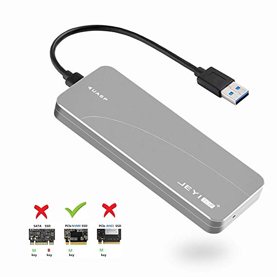 M.2 NVMe Enclosure Adapter,10Gbps USB 3.1 (Gen 2) to M.2 NVME SSD Portable Aluminum Enclosure with USB-C to USB-A Cables (Fits ONLY NVMe PCIe 2230/2242/2260/2280)
