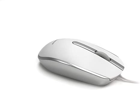 Accuratus M100 Mac - USB Wired Full Size Slim Apple Mac Mouse with Silver and Matt White Tactile Case, MOU-M100-MACWHSL