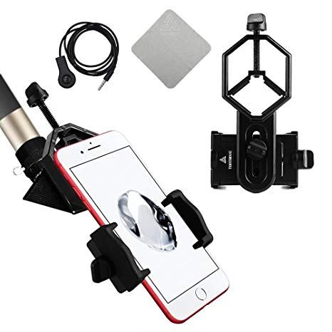 New Version with Handsfree controllor Universal Cell Phone Adapter Mount - Compatible with Binocular Monocular Spotting Scope Telescope and Microscope - For Iphone Sony Samsung Moto Etc