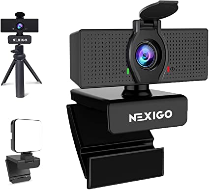 1080P Webcam Kits, NexiGo N60 FHD USB Web Camera with Privacy Cover, Upgraded Video Conference Lighting, Extendable Tripod Stand, for Zoom/Skype/Teams