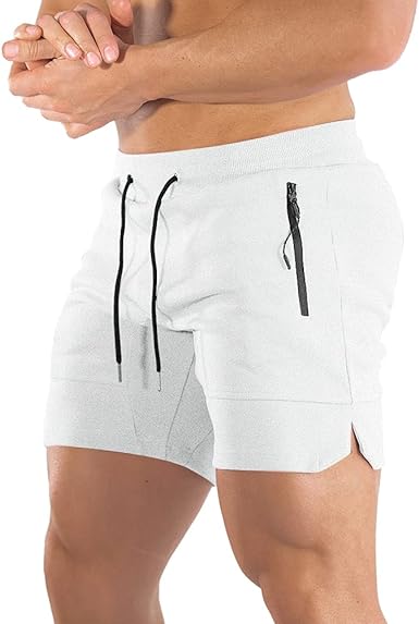 PIDOGYM Men's 5" Gym Workout Shorts,Fitted Jogging Short Pants for Bodybuilding Running Training with Zipper Pockets