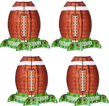 Football Paper Lantern Table Centerpiece Decoration Set Soccerball Game Lantern with Stand Pieces for Sports Game Football Kids Birthday Party Supplies,12 Inches (4 Pieces)