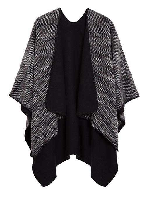 Urban CoCo Women's Color Block Shawl Wrap Open Front Poncho Cape