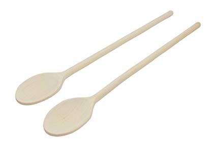 16-Inch Long Handle Wooden Cooking Mixing Oval Spoons, Beechwood (Set of 2)