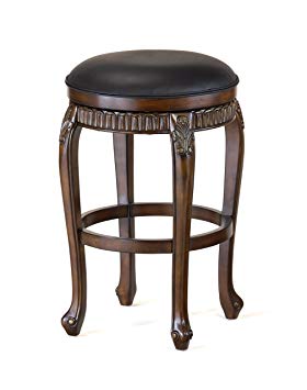 Hillsdale 62994 Fleur de Lis Backless Swivel Bar Stool, 30", Distressed Cherry with Copper Highlights
