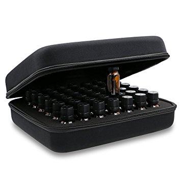 Hipiwe 42 Bottle EVA Essential Oil Carrying Case, Hard Shell Exterior Foam Insert Essential Oil Storage Box, Perfect for DoTerra and Young Living Oil Bottle with Carrying Handle (Black-New)