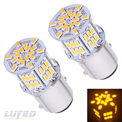 LUYED 2 x 650 Lumens Super Bright 1157 3014 54-EX Chipsets 1157 2057 2357 7528 LED Bulbs Used for Turn Signal,Amber