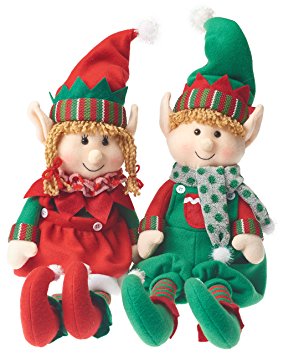 Prextex Christmas Posable Plush Elf Adorable Holiday Plush Characters 18” Boy and Girl Plush Elves