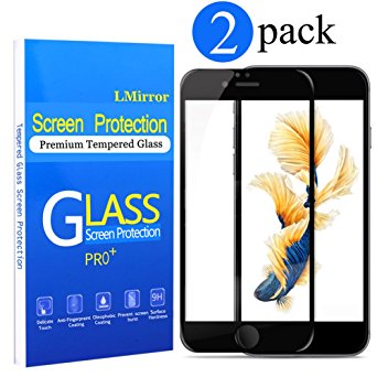 (2 Pack) iPhone 6s Screen Protector, LMirror [Full Screen Anti-scratch][0.2mm Thickness Ultra Thin] Tempered Shatterproof Glass Screen Protector for iPhone 6s/6 4.7" Black[Lifetime Warranty]