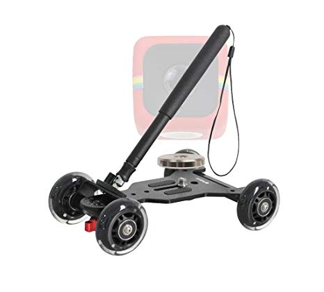 Polaroid AMZ-PLMGPLSTATT Rolling Mini Dolly Stabilization System With Pole Handle & Polaroid Magnet to Tripod Adapter Mount for Polaroid Cube, Cube  Action Camera