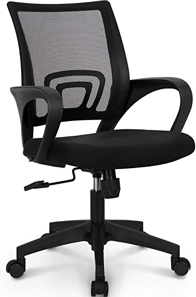 NEO CHAIR Office Chair Ergonomic Desk Chair Mesh Computer Chair Lumbar Support Modern Executive Adjustable Stool Rolling Swivel Chair Comfortable Mid Black Task Home Office Chair, Black