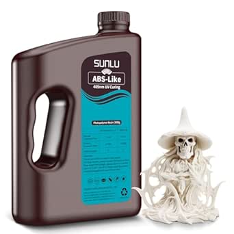 SUNLU ABS Like Resin 3kg, Large Bottle Strong Fast Curing 3D Printer Resin, 395 to 405nm UV Curing 3D Printing Liquid Photopolymer Resin, Non-Brittle and High Precision, 3000g per Bottle, White