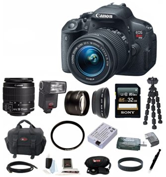 Canon EOS Rebel T5i 18.0 MP CMOS Digital Camera with EF-S 18-55mm f/3.5-5.6 IS STM Zoom Lens, Automatic Bounce and Swivel TTL Flash, Telephoto & Wide Angle Lenses, and Deluxe Accessory Kit
