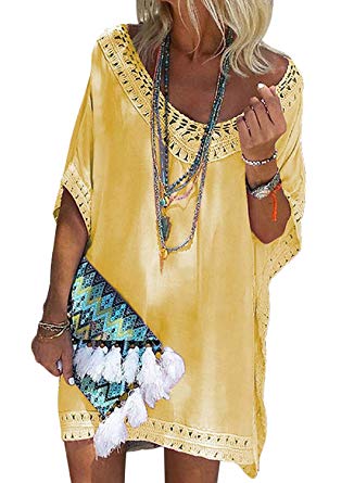 FARYSAYS Women's Swimsuit Bikini Cover up Hollow Out Crochet Swimwear Beach Tunic Dress