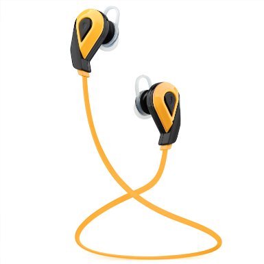 Sport Bluetooth HeadphonesCrazyFire Running Sports Earbuds with 8-Hour Playing Battery for iPhone iPod Android Smart Phones Yellow