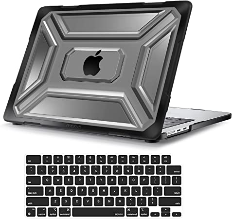 MOSISO Compatible with MacBook Air 13.6 inch Case 2022 2023 Release A2681 M2 Chip with Touch ID, Heavy Duty Plastic Hard Shell Case with TPU Bumper & Keyboard Cover, Black