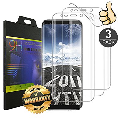 Galaxy S8 Screen Protector, VOKOLY [ 3 Pack ] [Full Coverage] [Anti-Bubble] [Easy Installation] [HD Ultra Clear] [Soft Film] Screen Protector for Samsung Galaxy S8 [S8 (5.8")]