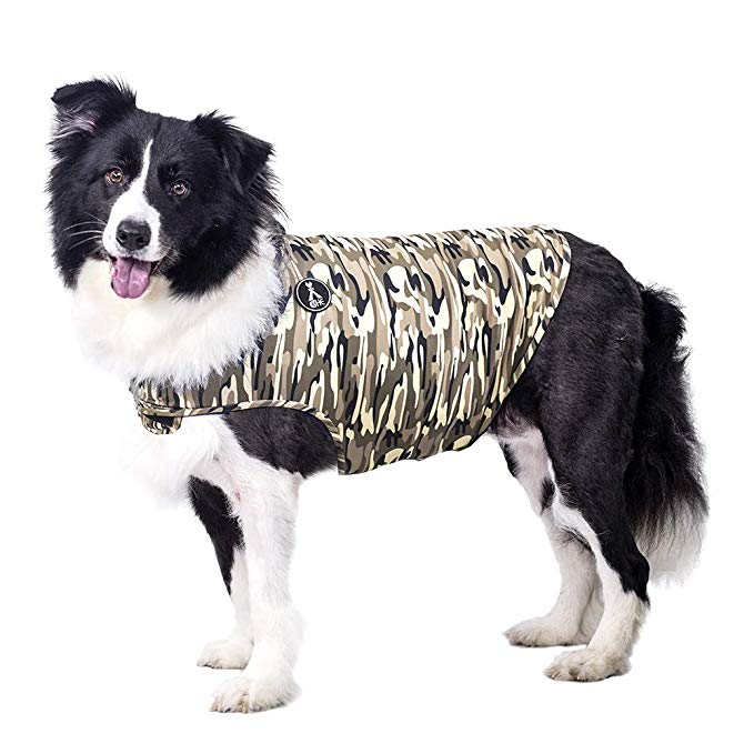 @HE Dog Anxiety Relief Coat Comfort Keep Clam Wrap Vest Thunder Shirt for XS Small Medium Large XL Dogs,Navy Blue Gray Rose-Red Camouflage