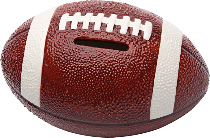 Cosmos 10511 Fine Porcelain Football Piggy Bank, 3-1/2-Inch