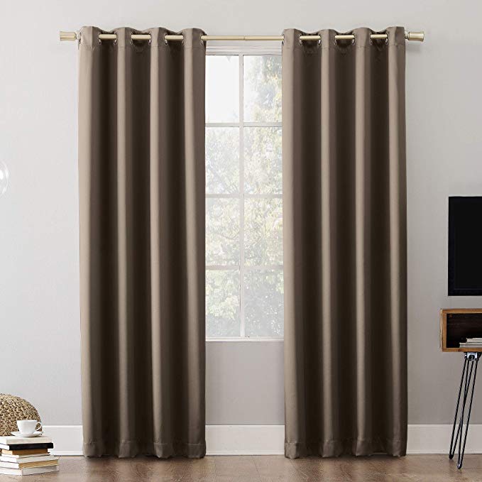 Sun Zero Oslo Theater Grade Extreme 100% Blackout Grommet Curtain Panel, 52" x 84", Mushroom