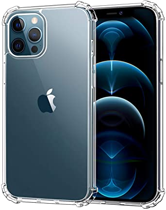 MoKo Compatible with New iPhone 12 Pro Max Case 6.7 inch 2020, Anti-Yellow Shockproof Reinforced Corners TPU Bumper & Anti-Scratch Transparent Hard Panel Protective Cover, Crystal Clear