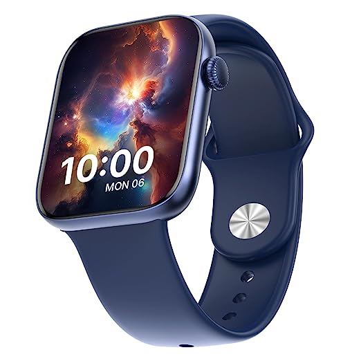 CrossBeats Stellr Newly launched Large 2.01" AMOLED Display 1000 NITS BT Calling Luxury High Resolution Smart Watch for Men Women |Health Tracking| Fast Charge 7days Battery| AI Voice Assistant -Blue