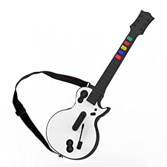 DOYO Guitar Hero Guitar for PlayStation 3 and PC, Wireless White Guitar Controller with Strap for Clone Hero, Rock Band and Guitar Hero Games (5 Buttons)