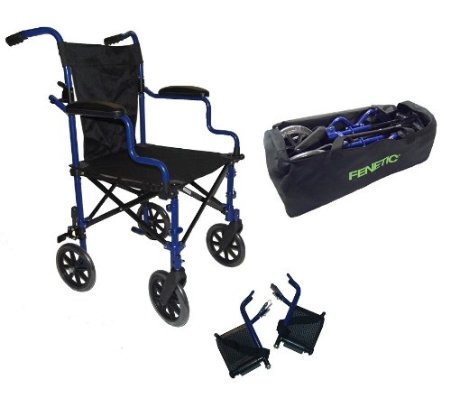 Super lightweight folding transit travel wheelchair in a bag ECTR05