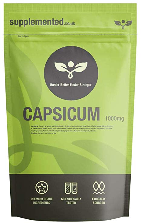 Capsicum 1000mg 180 Capsules - Thermogenic Diet Pills, Fat Burner, Weight Loss Supplement UK Made. Pharmaceutical Grade
