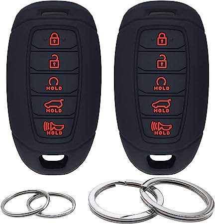 GFDesign 2 Pcs Silicone 5 Buttons Key Fob Cover Remote Case Keyless Rubber Protector Holder Compatible with Hyundai Palisade