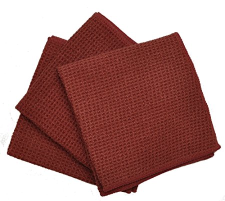 Eurow Microfiber Waffle Weave Dish Cloth (3-Pack, Terracotta)