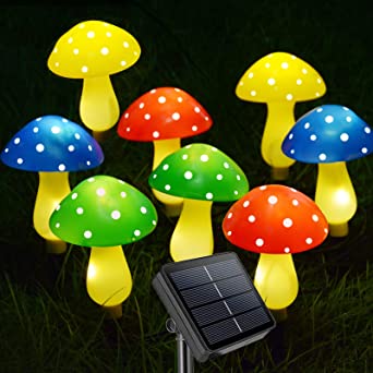 Homeleo Upgraded 8-Pack Solar Mushroom Lights for Outdoor Yard Decor, Waterproof Multi-Colored Garden Mushroom Lamp, Solar LED Fairy Lights for Backyard, Thanksgiving, Christmas, Halloween Decorations