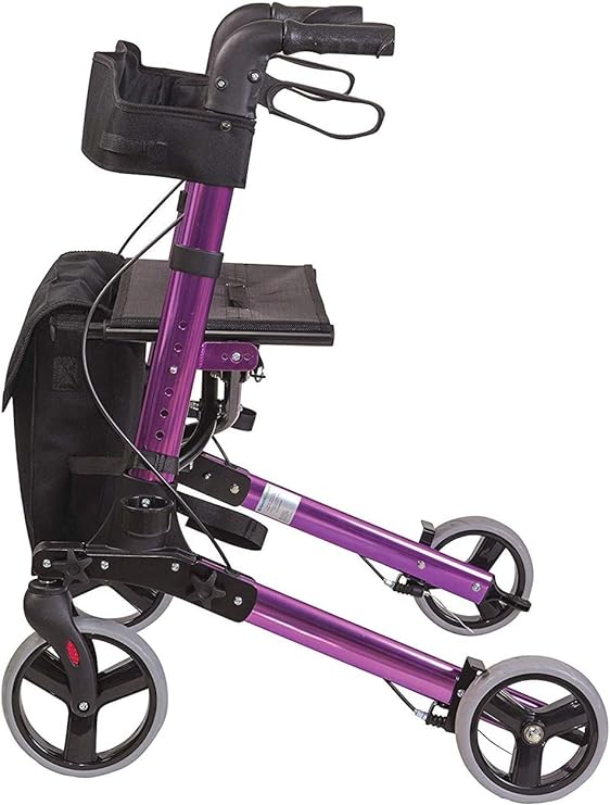 HealthSmart Walker Rollator with Seat and Backrest, FSA HSA Eligible, Adjustable Handle Height, Storage Bag and a Durable Lightweight Frame That Easily Folds While Supporting up to 300 pounds