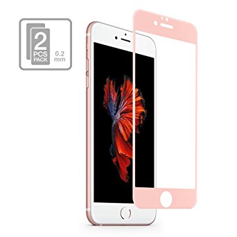 multifun Tempered Glass Screen Protector for Apple iPhone 6s Plus/iPhone 6 Plus 5.5 inch 0.2mm Ultra Thin Color Frame 2 Pack Rose Gold