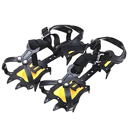 Walsilk Crampons Traction Cleats Spikes Snow Grips,Anti-Slip Stainless Steel Crampons for Mountaineering & Ice Climbing