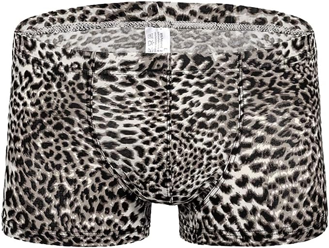 ONEFIT Mens Fashion Sexy Leopard Print U Convex Pouch Boxer Brief Underwear